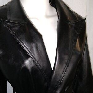 Black Leather Trench w/Belt (NWOT)